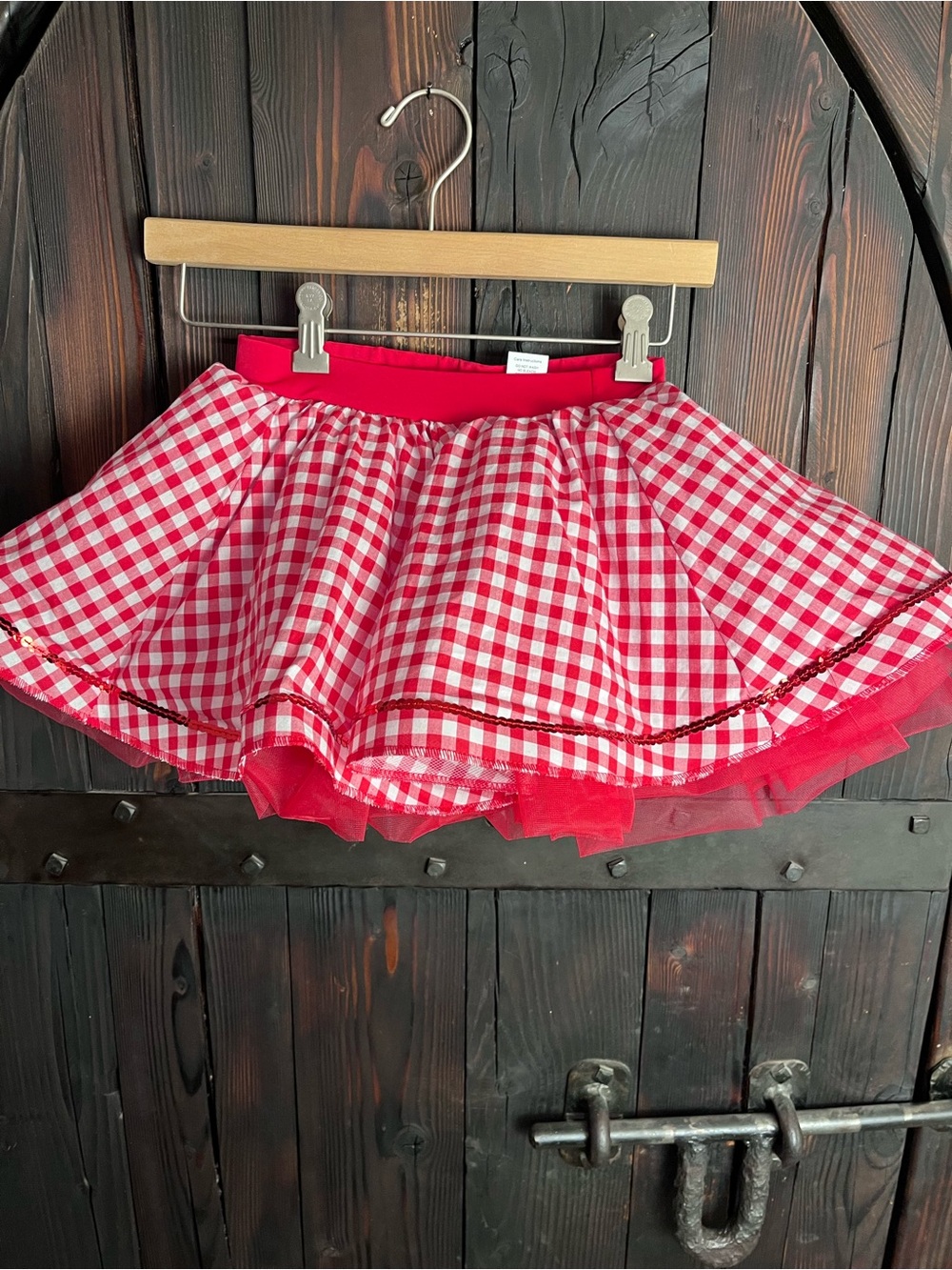 Weissman Red Gingham Tulle Skater Skirt
